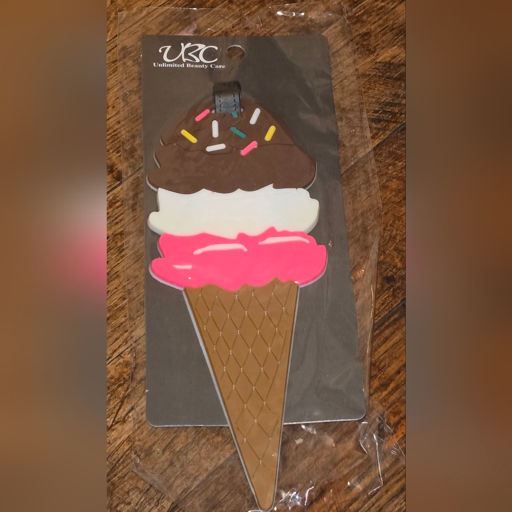 Ice Cream Cone Wall Decor - Brown Cone with Brown, White & Hot Pink Scoops
